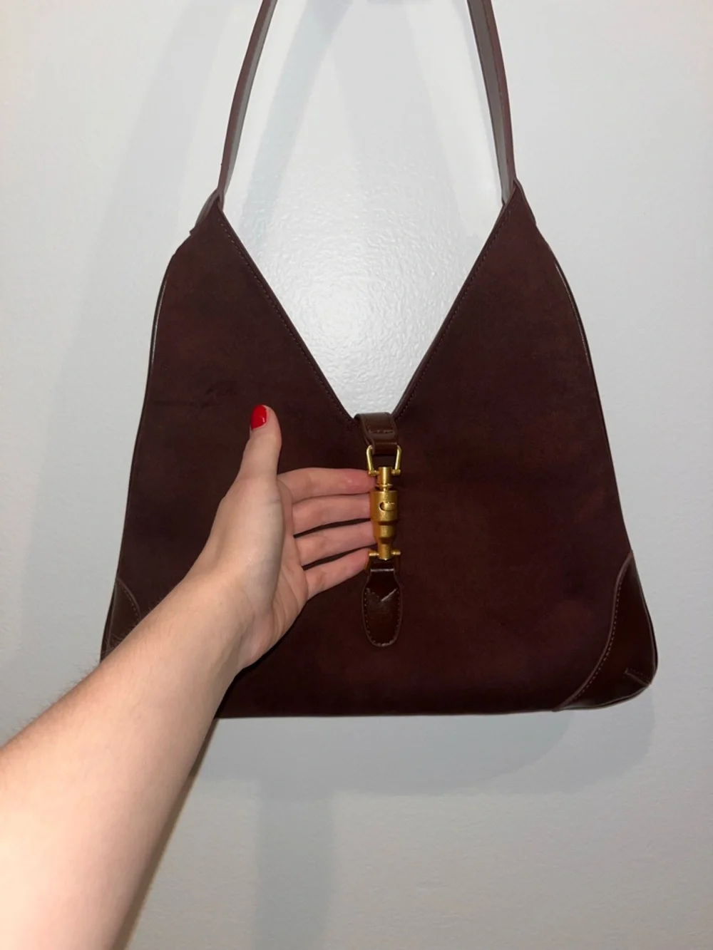 Brown Suede Shoulder Bag - Picture 8 of 12